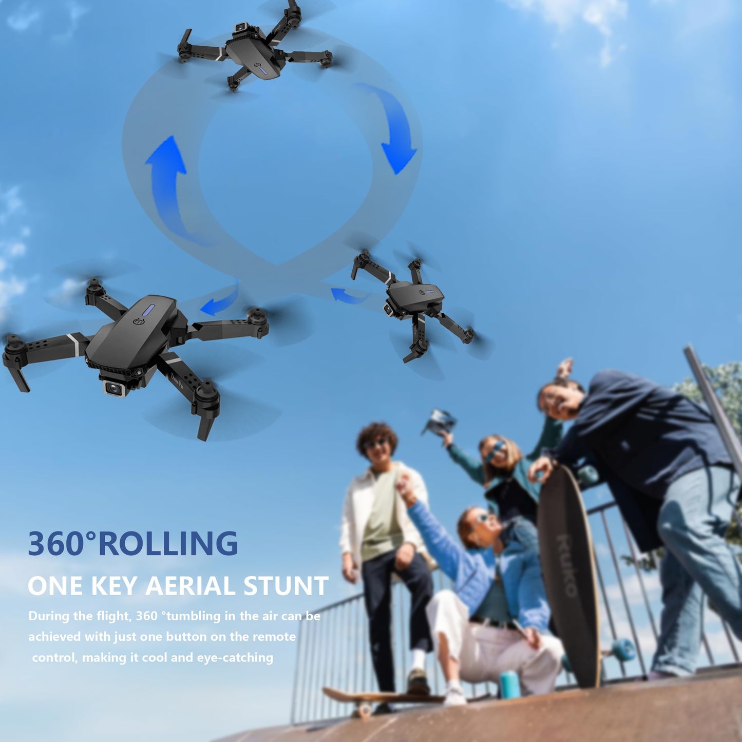 E88 Quadcopter Drone with Dual HD Cameras, One-Key Return, WiFi Connection, 4-Spinner Control, USB Charging, 85g Max Takeoff - Ideal for Christmas, Halloween, Thanksgiving Gift