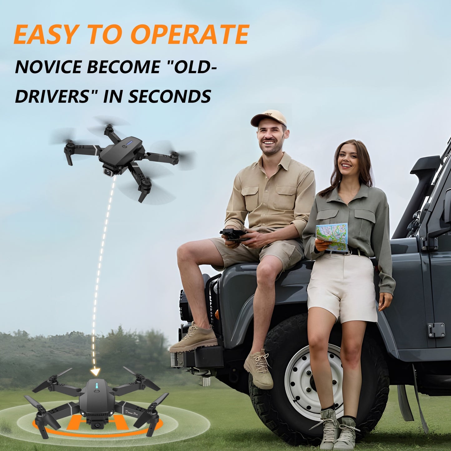 E88 Quadcopter Drone with Dual HD Cameras, One-Key Return, WiFi Connection, 4-Spinner Control, USB Charging, 85g Max Takeoff - Ideal for Christmas, Halloween, Thanksgiving Gift