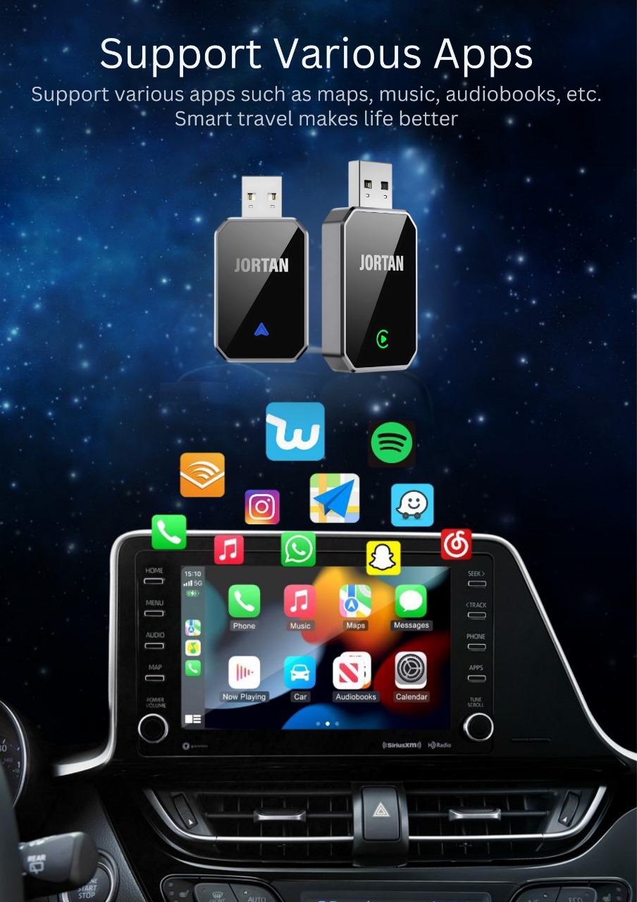 2-in-1 Wireless Adapter for Android Auto & Apple CarPlay, Plug & Play, Wi-Fi 6, Bluetooth 5.2, Compatible with iPhone 6+ / Android 11+, Includes USB-A/Type-C
