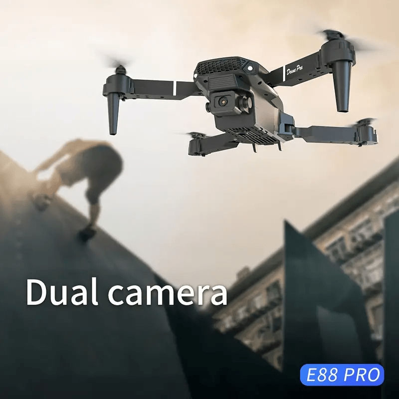 E88 Quadcopter Drone with Dual HD Cameras, One-Key Return, WiFi Connection, 4-Spinner Control, USB Charging, 85g Max Takeoff - Ideal for Christmas, Halloween, Thanksgiving Gift