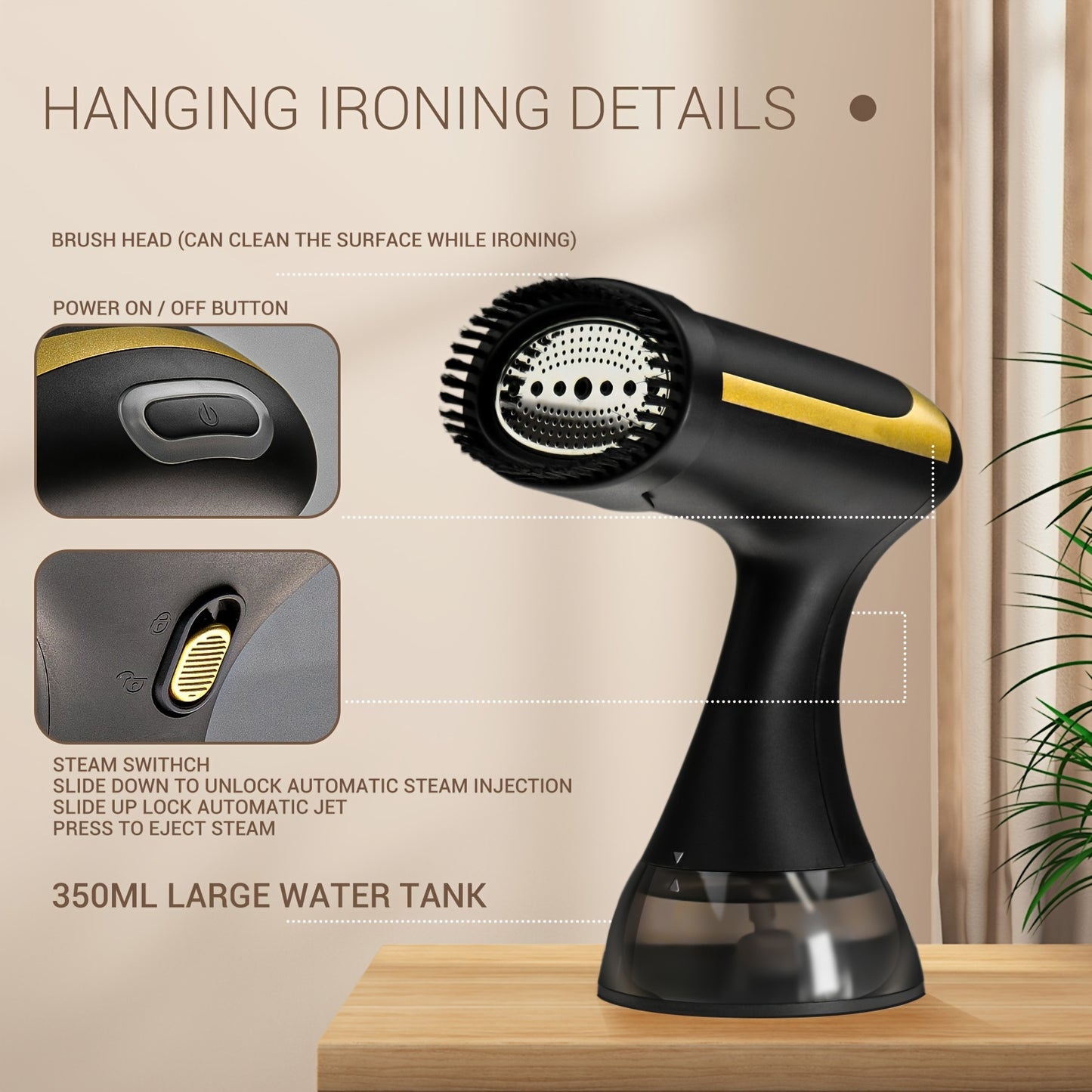 1500W Portable Garment Steamer - 230V, European Plug, Plastic, Wrinkle Removal for Clothes, Compact Design for Home & Travel Use, Wrinkleremover | Sleek Iron | Durable Plastic Body, Wrinkles