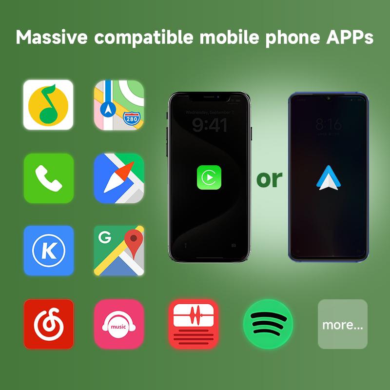 2-in-1 Wireless Adapter for Android Auto & Apple CarPlay, Plug & Play, Wi-Fi 6, Bluetooth 5.2, Compatible with iPhone 6+ / Android 11+, Includes USB-A/Type-C