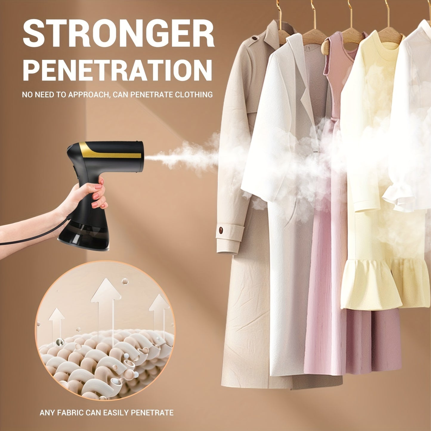 1500W Portable Garment Steamer - 230V, European Plug, Plastic, Wrinkle Removal for Clothes, Compact Design for Home & Travel Use, Wrinkleremover | Sleek Iron | Durable Plastic Body, Wrinkles